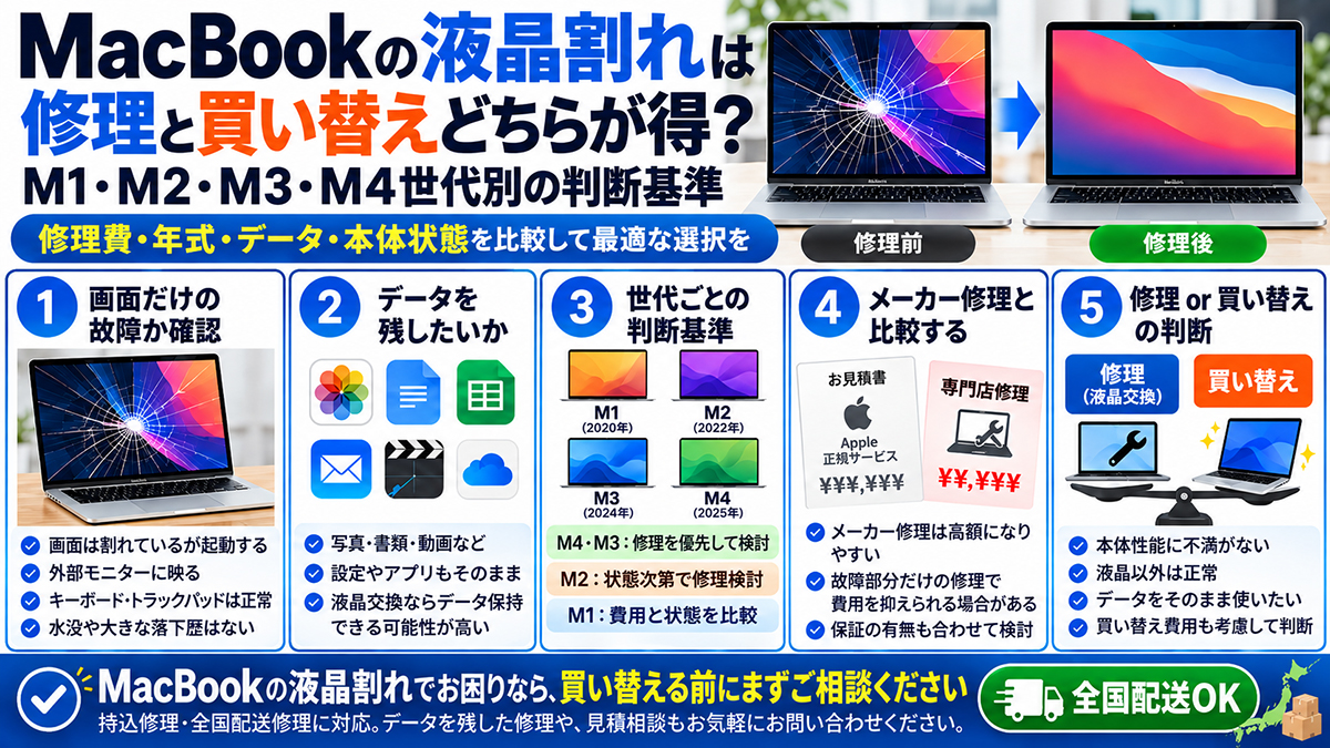 MacBookの液晶割れは修理と買い替えどちらが得？