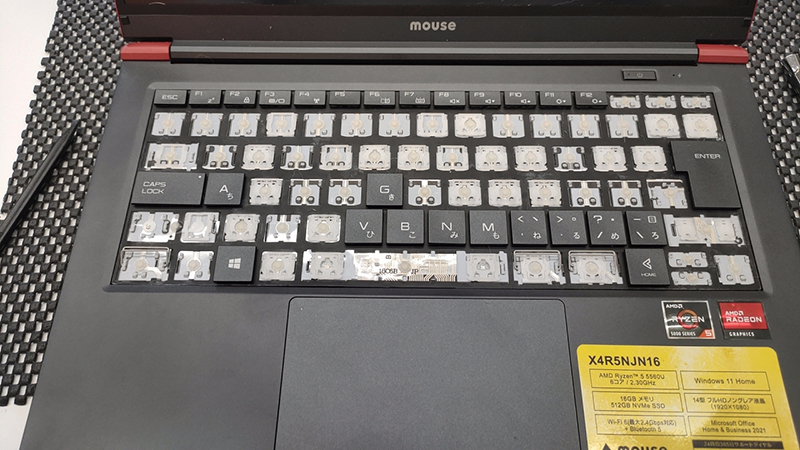 mouse computer X4-R5 X4R5NJN16 キーが全部外れた キーボード交換
