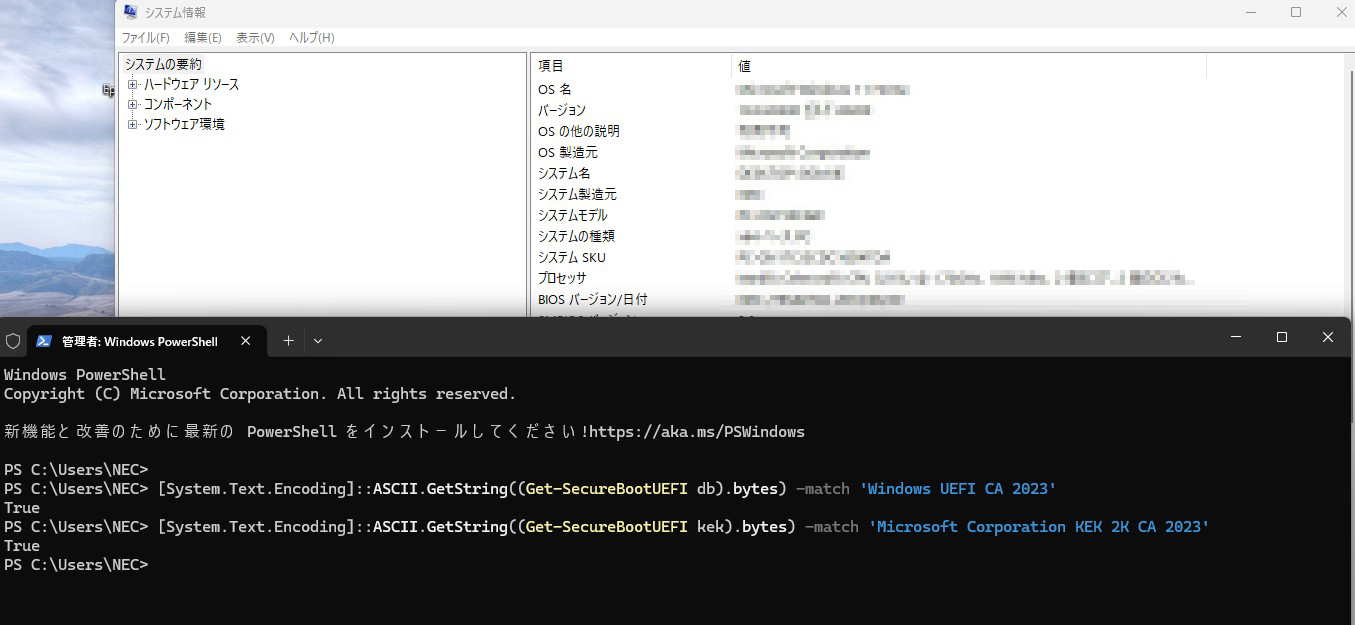 起動後すぐフリーズ セキュアブート証明書（Windows UEFI CA 2023）適用