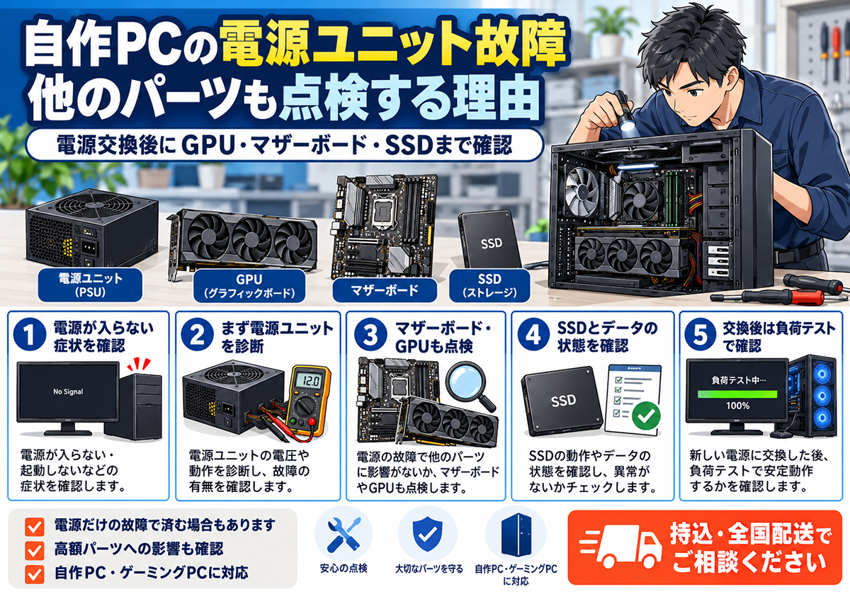 自作PCの電源ユニットが故障したらGPU・SSDも壊れる？
